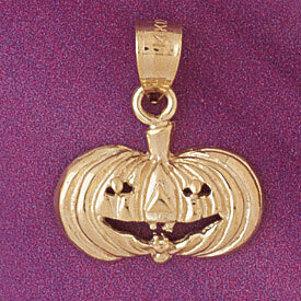 Halloween Pumpkin Pendant Necklace Charm Bracelet in Yellow, White or Rose Gold 5608