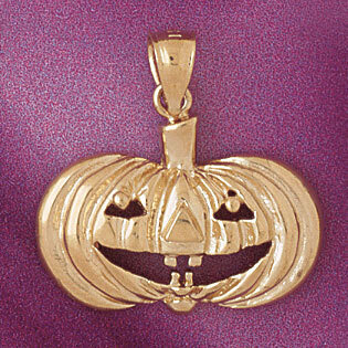 Halloween Pumpkin Pendant Necklace Charm Bracelet in Yellow, White or Rose Gold 5609
