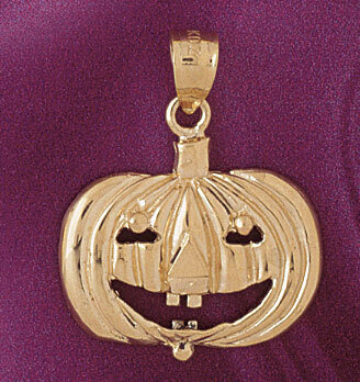 Halloween Pumpkin Pendant Necklace Charm Bracelet in Yellow, White or Rose Gold 5610
