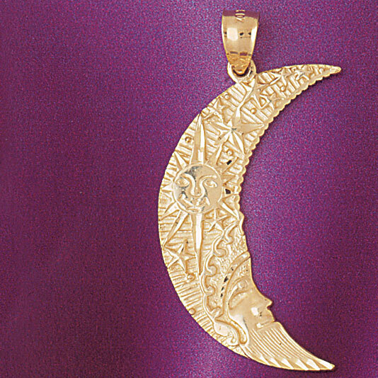 Moon Pendant Necklace Charm Bracelet in Yellow, White or Rose Gold 5612