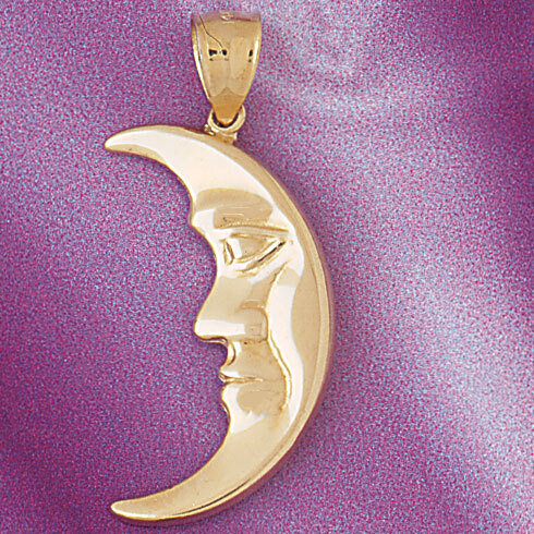Moon Pendant Necklace Charm Bracelet in Yellow, White or Rose Gold 5616