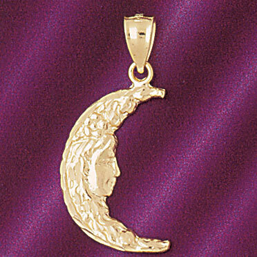 Moon Pendant Necklace Charm Bracelet in Yellow, White or Rose Gold 5623