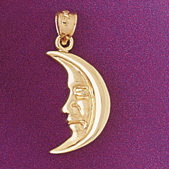 Moon Pendant Necklace Charm Bracelet in Yellow, White or Rose Gold 5627