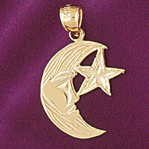 Dazzlers Jewelry Moon And Star Pendant Necklace Charm Bracelet in Yellow, White or Rose Gold 5629, …