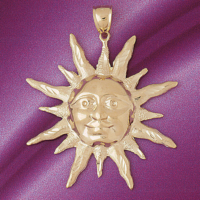 Sun Pendant Necklace Charm Bracelet in Yellow, White or Rose Gold 5647