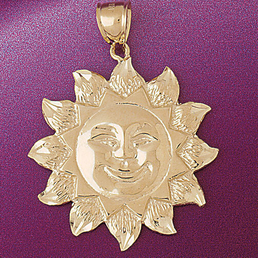 Sun Pendant Necklace Charm Bracelet in Yellow, White or Rose Gold 5648