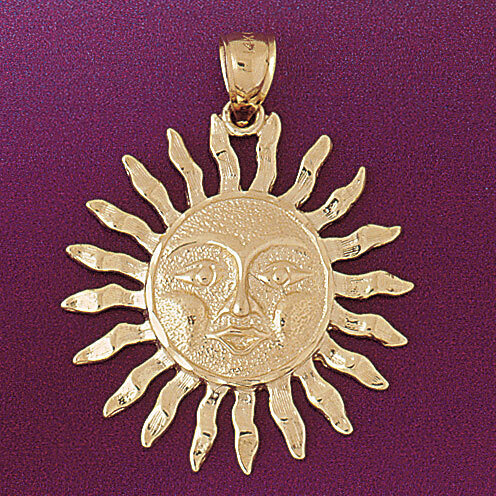 Sun Pendant Necklace Charm Bracelet in Yellow, White or Rose Gold 5649