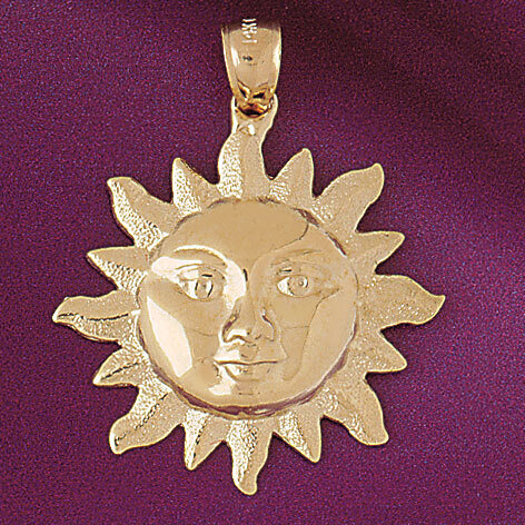 Sun Pendant Necklace Charm Bracelet in Yellow, White or Rose Gold 5650