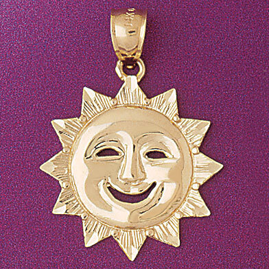 Sun Pendant Necklace Charm Bracelet in Yellow, White or Rose Gold 5651
