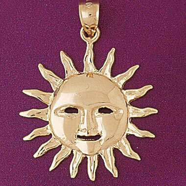 Sun Pendant Necklace Charm Bracelet in Yellow, White or Rose Gold 5652