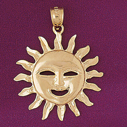 Sun Pendant Necklace Charm Bracelet in Yellow, White or Rose Gold 5653