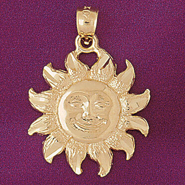 Sun Pendant Necklace Charm Bracelet in Yellow, White or Rose Gold 5654