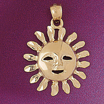 Sun Pendant Necklace Charm Bracelet in Yellow, White or Rose Gold 5655