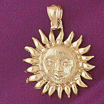 Sun Pendant Necklace Charm Bracelet in Yellow, White or Rose Gold 5656