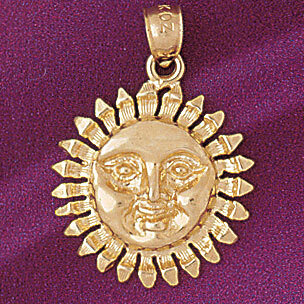 Sun Pendant Necklace Charm Bracelet in Yellow, White or Rose Gold 5657
