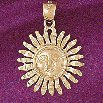 Sun Pendant Necklace Charm Bracelet in Yellow, White or Rose Gold 5658