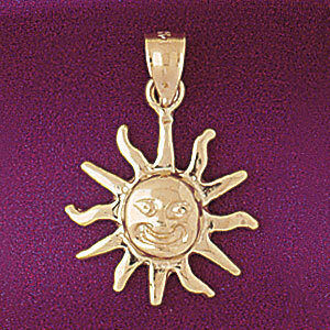 Sun Pendant Necklace Charm Bracelet in Yellow, White or Rose Gold 5659
