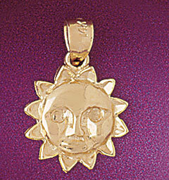 Sun Pendant Necklace Charm Bracelet in Yellow, White or Rose Gold 5660