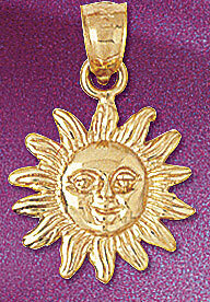 Sun Pendant Necklace Charm Bracelet in Yellow, White or Rose Gold 5661