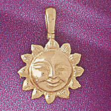 Sun Pendant Necklace Charm Bracelet in Yellow, White or Rose Gold 5662