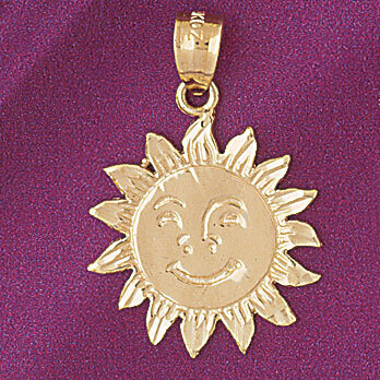 Sun Pendant Necklace Charm Bracelet in Yellow, White or Rose Gold 5663