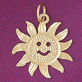 Sun Pendant Necklace Charm Bracelet in Yellow, White or Rose Gold 5664