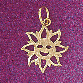 Sun Pendant Necklace Charm Bracelet in Yellow, White or Rose Gold 5666