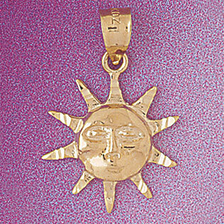 Sun Pendant Necklace Charm Bracelet in Yellow, White or Rose Gold 5667
