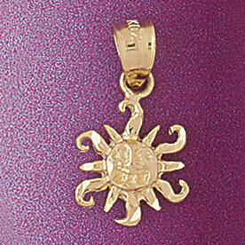 Sun Pendant Necklace Charm Bracelet in Yellow, White or Rose Gold 5668