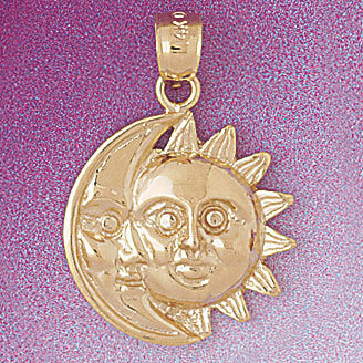 Sun Pendant Necklace Charm Bracelet in Yellow, White or Rose Gold 5672