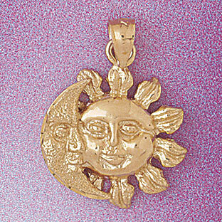 Sun Pendant Necklace Charm Bracelet in Yellow, White or Rose Gold 5673