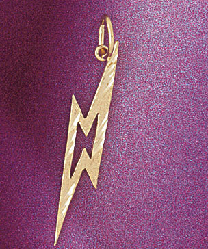 Thunder Pendant Necklace Charm Bracelet in Yellow, White or Rose Gold 5690