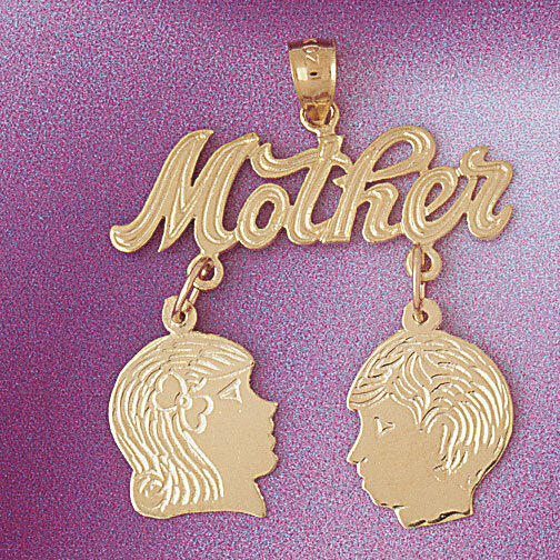 Mother Pendant Necklace Charm Bracelet in Yellow, White or Rose Gold 5873