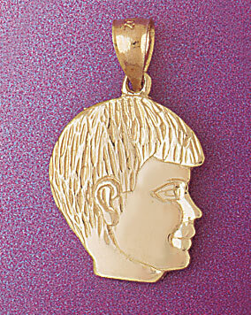 Boy Face Pendant Necklace Charm Bracelet in Yellow, White or Rose Gold 5878