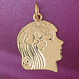 Dazzlers Jewelry Girl Face Pendant Necklace Charm Bracelet in Yellow, White or Rose Gold 5883, MPN:…