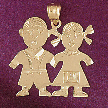Baby Boy And Girl Pendant Necklace Charm Bracelet in Yellow, White or Rose Gold 5894