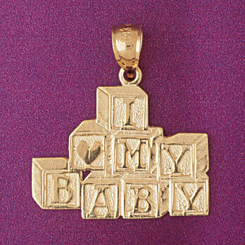 I Love My Baby Pendant Necklace Charm Bracelet in Yellow, White or Rose Gold 5944