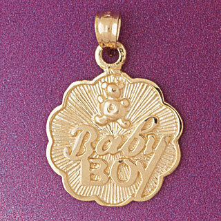Baby Boy Pendant Necklace Charm Bracelet in Yellow, White or Rose Gold 5951