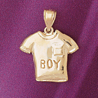 Baby Boy T-Shirt Pendant Necklace Charm Bracelet in Yellow, White or Rose Gold 5957