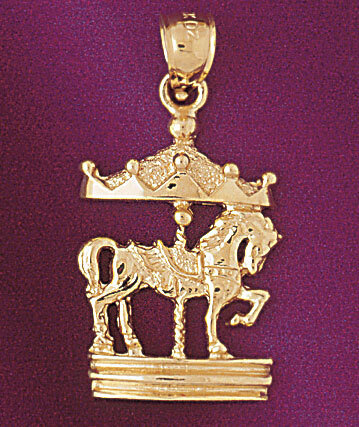 Carousel Horses Pendant Necklace Charm Bracelet in Yellow, White or Rose Gold 5976