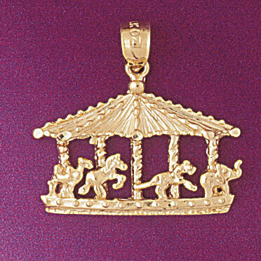 Dazzlers Jewelry Carousel Horses Pendant Necklace Charm Bracelet in Yellow, White or Rose Gold 5980…