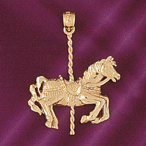Dazzlers Jewelry Carousel Horse Pendant Necklace Charm Bracelet in Yellow, White or Rose Gold 5994,…