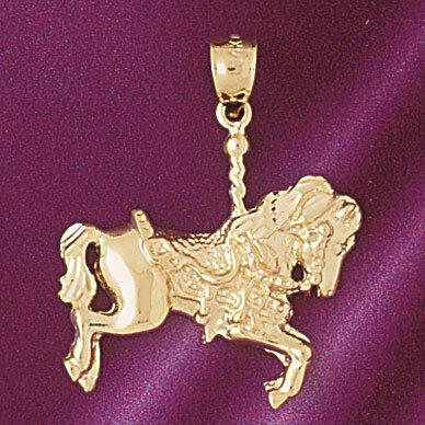Carousel Horse Pendant Necklace Charm Bracelet in Yellow, White or Rose Gold 5997