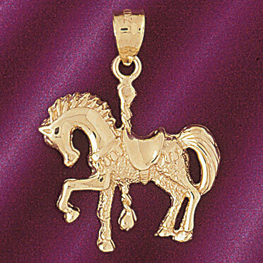 Dazzlers Jewelry Carousel Horse Pendant Necklace Charm Bracelet in Yellow, White or Rose Gold 5998,…