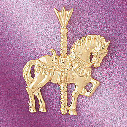 Dazzlers Jewelry Carousel Horse Pendant Necklace Charm Bracelet in Yellow, White or Rose Gold 5999,…