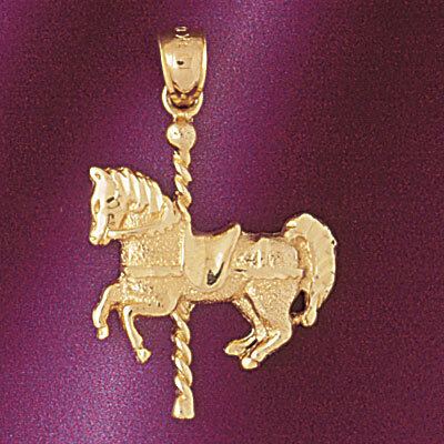 Carousel Horse Pendant Necklace Charm Bracelet in Yellow, White or Rose Gold 6002