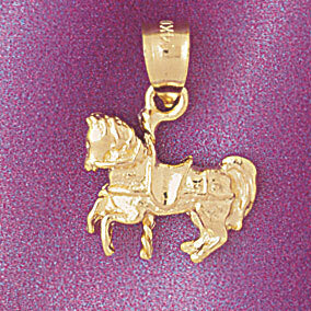 Carousel Horse Pendant Necklace Charm Bracelet in Yellow, White or Rose Gold 6005