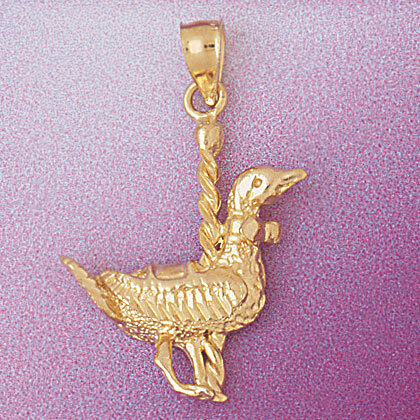 Carousel Ostrich Pendant Necklace Charm Bracelet in Yellow, White or Rose Gold 6009