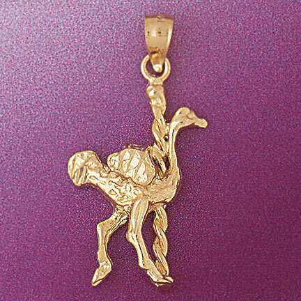 Carousel Ostrich Pendant Necklace Charm Bracelet in Yellow, White or Rose Gold 6010