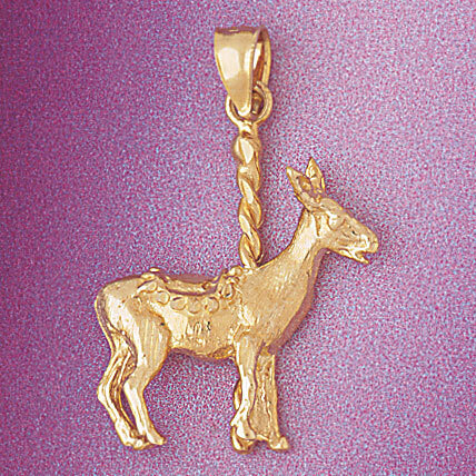 Carousel Horse Pendant Necklace Charm Bracelet in Yellow, White or Rose Gold 6013